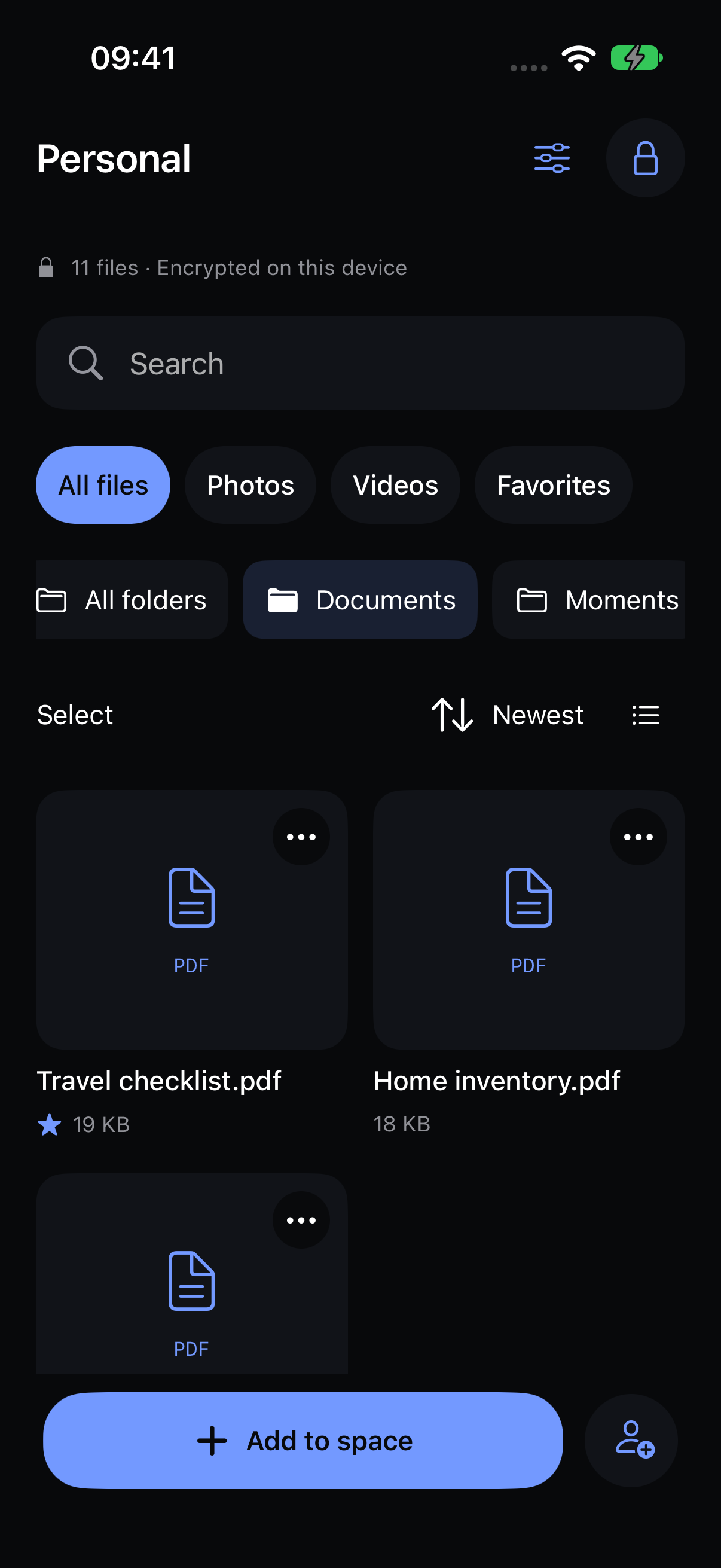 Veil’s native document folder with sample PDF files.